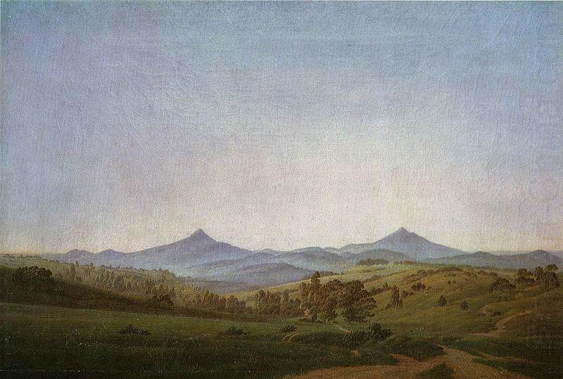 Bohmische Landschaft mit dem Milleschauer, Caspar David Friedrich